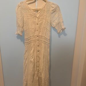 LoveShackFancy Elegant Cream Button-Down Dress